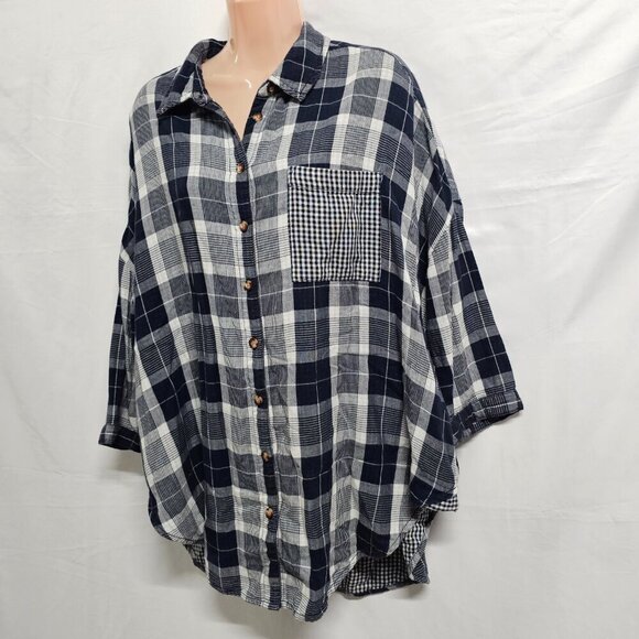 Anthropologie Pilcro The Bo Plaid Relaxed Top Blouse Shirt Size M/L - Picture 13 of 16